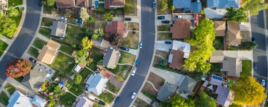 Aerial image of a residential neighborhood 